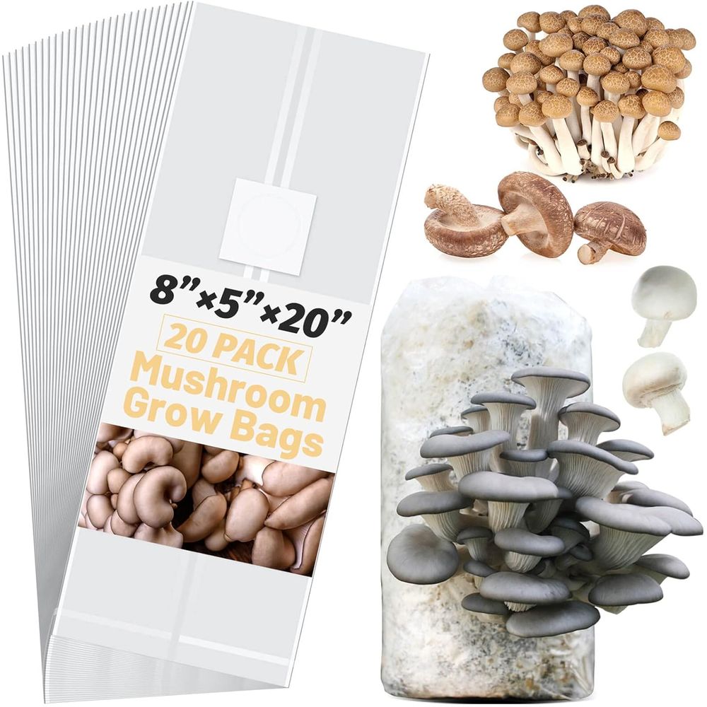 Mushroom Spawn Bag - Kantong Bibit Jamur, 20Pcs Kantong Tumbuh